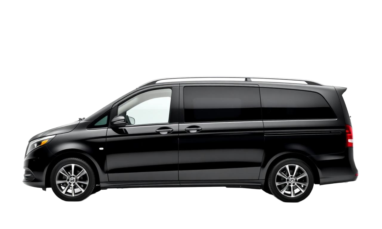 Black chauffeur-driven Mercedes-Benz V Class luxury MPV